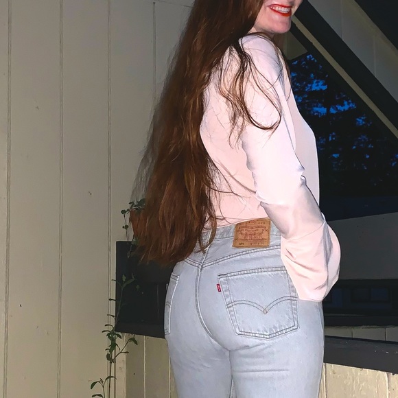 80’s LEVI’S 501 JEAN’S grey straight leg Sz 30x36 made in USA cotton high waist - Picture 3 of 14